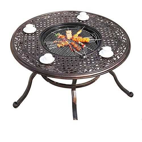 S Multifunktions-Feuerstelle Schreibtisch Grill Runde Schreibtisch Garten Terrasse Feuerstelle, Brazier, Couchtisch, hohle geschnitzte