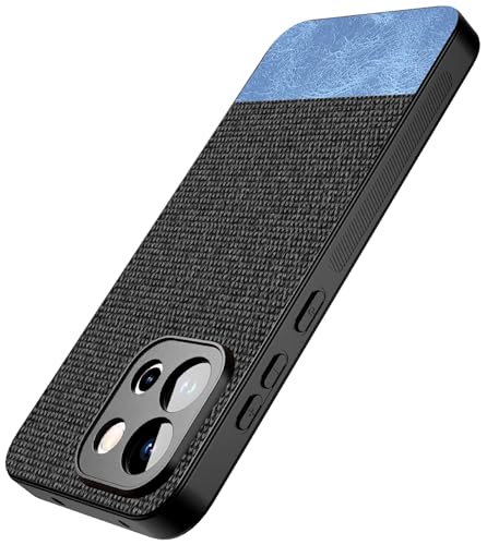 Image of Kapa Soft Fabric & Leather Hybrid Protective Back Cover for OnePlus 13S | Shockproof Slim Hard Anti Slip Back Case (Black,Blue)