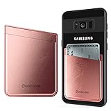 PunkCase CardStud Deluxe Stick On Wallet | Adhesive Card Holder Attachment for Back of iPhone, Android & Most Other Smart Phone Cases | Prime Genuine Leather Pouch | Discreet & Secure [Rose Gold]