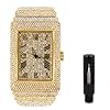 Men’s Rectangle Iced Out Diamond Watch – Brilliant Crystals, Bling-ed Out Roman Dial, Iced Bezel – Fully Iced Out Band with Adjustable Sizing – 14k Gold & Silver Finish – Luxury Timepiece
