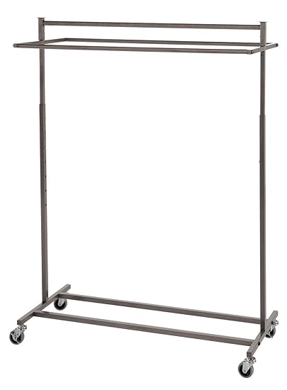 Boutique Raw Steel Double-Rail Rolling Clothes Rack