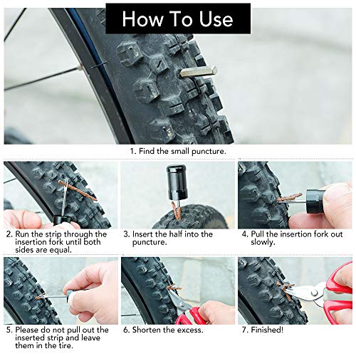 Tiras de pneu, Romacci Kit de reparação de pneus de bicicleta sem câmara de ar Tiras de borracha par