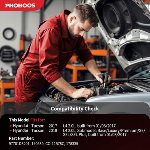 Image of PHOBOOS A /C Compressor with Clutch Compatible with Hyundai Tucson 2.0L 2017-2018 (From 01 /03 /2017), Fast Cooling, Low Noise, Easy Installation, Ref.CO-11578C, 178335