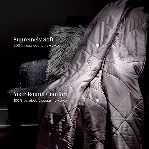 Image of LUXOME Lightweight Blanket | 100% Rayon (Viscose) from Bamboo Fabric & Fill | Full /Queen - 86 inchx92 inch | Super Soft | Thermal-Regulating | Dove