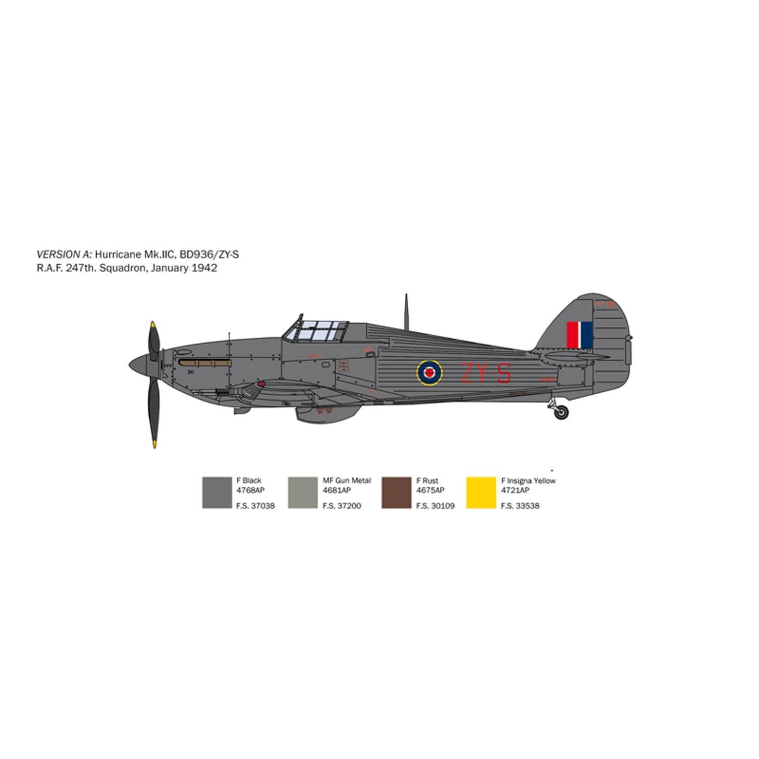 Italeri 2828 1:48 Hurricane Mk.II C Model Building Kit, Standing Model Building, Crafts, Hobby, Gluing, Plastic Kit, Detailed, Grey - Image 4