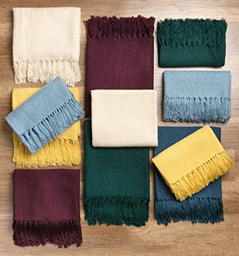 Chanasya Silky Textured Solid Decorative Throw Blanket With Tassels Elegant Chick Woven Kntted For Sofa Couch Bed Room Fringed Throw Blanket Gift For Wedding Birthday 50x65 Inches Yellow Buy Online In