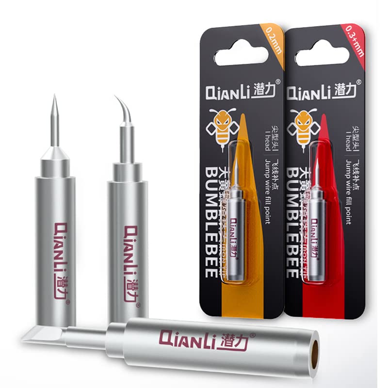 AETOOL - Qianli Universal Soldering Iron Tips Replaceable Lead Free K J I Welding Tips for 936 Soldering Stations BGA Rework Tool (0.2mm J)