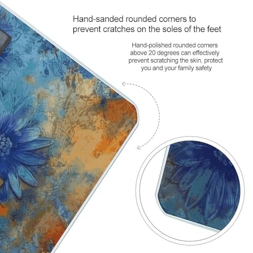 Báscula digital de baño flores azul y naranja con pantalla LCD grande miniatura 4