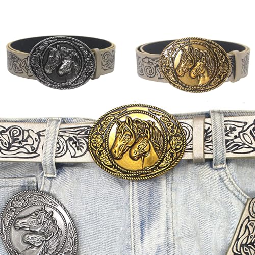 Western Leathers Buckle Belts Metal Buckle Belt Vintage Engraved Buckle Belt for Men Jeans Decoration2