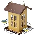 iBorn Bird Feeder House, Metal Bird Feeders for Outdoors Hanging,Double-Sided Metal Hanger & Weatherproof, Easy to Clean & Refill, 1.5 Lbs Capacity, Muted Yellow