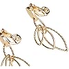 Anne Klein Women's Gold Diamond Textured Linear EZ Comfort Clip Earrings