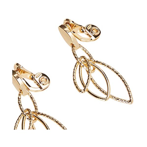 Anne Klein Women's Gold Diamond Textured Linear EZ Comfort Clip Earrings