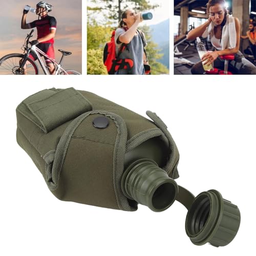 VGEBY Portable 1L Large Capacity Canteen with Cover and Cup, Leak Proof Wide Mouth, OD Green, for Outdoor Hiking, Travel - Image 4