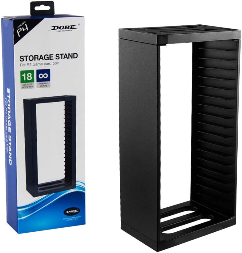 Enposmre Play Station 5 4 CD Disks Card Holder Game Card Box for PS4 PS5 Game CD Case Storage Stand Holder Bracket for Playstation Video Game Holder Video Game Tower (18 CDS, Black)