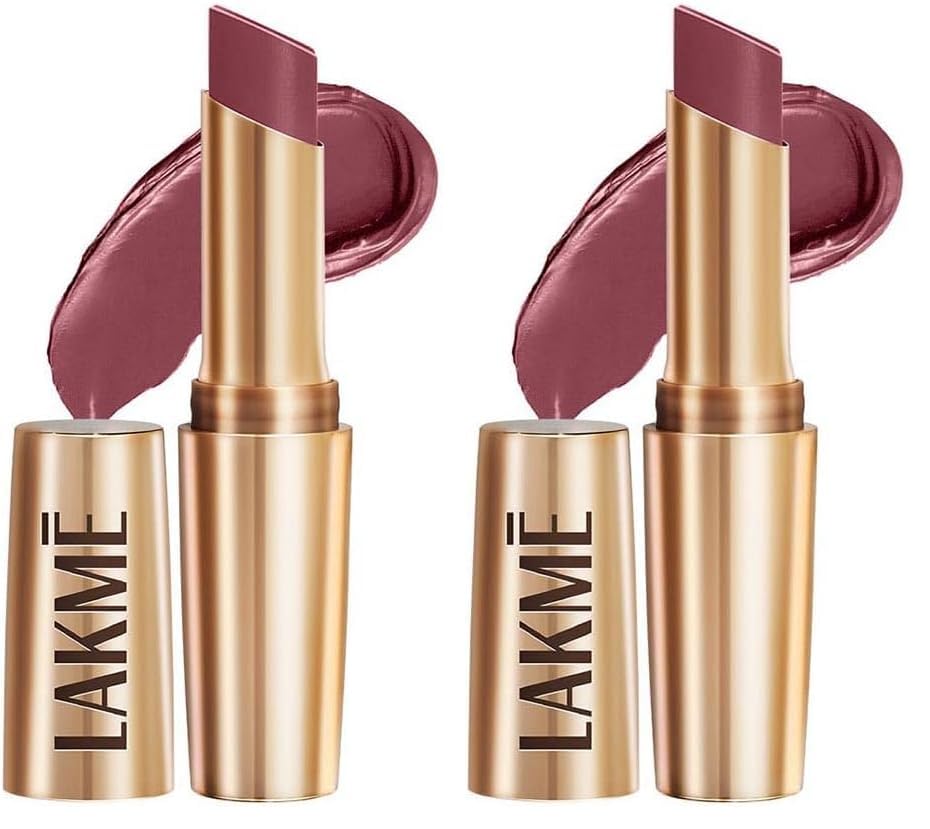 Image of LAKME LAKM Lakme Powerplay Priming Matte Lipstick, Smooth Finish, Lightweight Smudgeproof, Lasts 16hrs, Hydrates Lips, Rose Day,3.6g (Pack of 2)