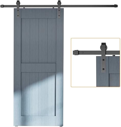 KINMADE Kit de hardware para puerta corredera de granero resistente de 66 pies para puerta interior riel de riel único color negro mate