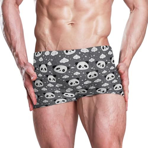 Panda Cute Animal Mens Swim Trunk Swimwear Bathing Suit Swim Brief Square Leg Board Short S B04033802