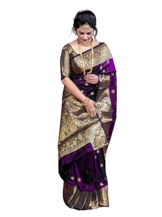 Women's Original Kanchivaram Pure Pashmina Jari Weving Soft Silk Designer Saree With Unstich Blouses Piecs For Wedding-image-21