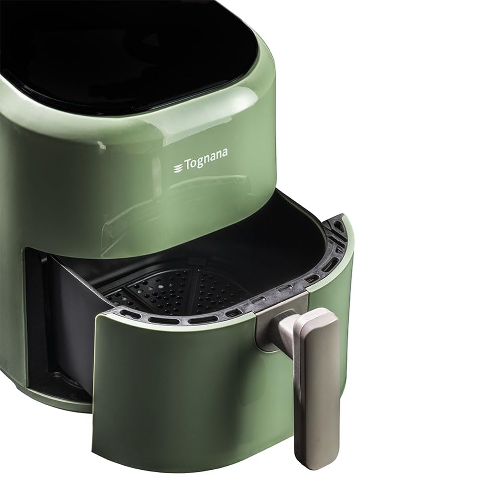 Tognana Iridea, Friggitrice ad aria 4,5 L con contenitore e griglia antiaderente e display digitale, verde salvia