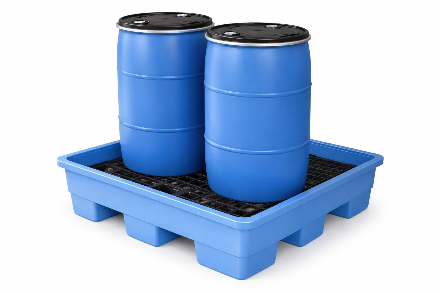Cubeto de retención de 150 Litros para 2 bidones 220 litros L.1300, A.900, h.230 mm.