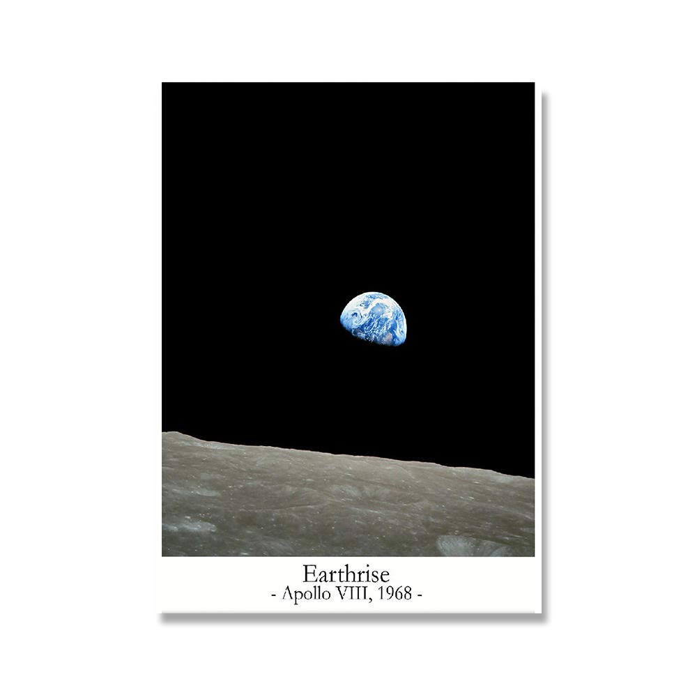 Amazon.co.jp: ペイル ブルー ドット Earthrise キャンバス絵画ブルー