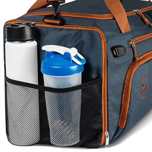 Hummingway Large Duffel Gym Bag: Navy Blue Sports Duffle Bag for Men and Women