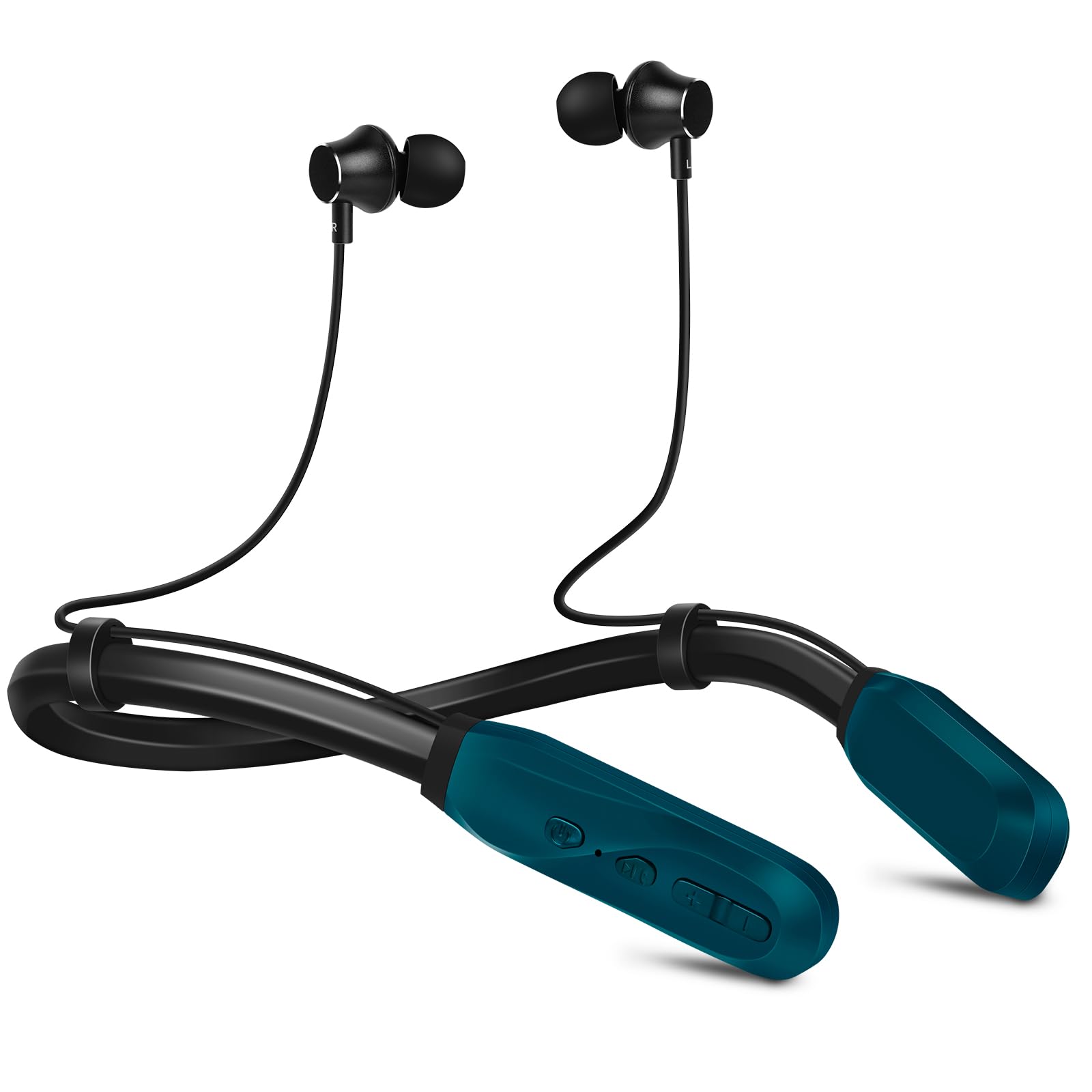 Lecefty Neckband Bluetooth Headphones, 120H Extra Long Playtime Wireless Stereo Neckband Earbuds with Microphone, Waterproof Balanced Armature Drivers in Ear Headset for Sports/Workout (Dark Green)