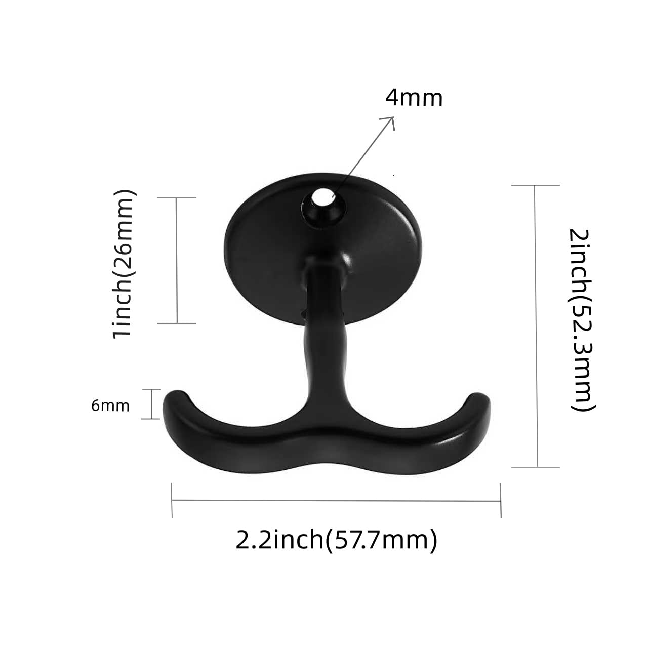 KHTUMEWARE-111HK Matte Black Coat/Robe Hooks 4-Pack in Matte Black — KHTUMEWARE