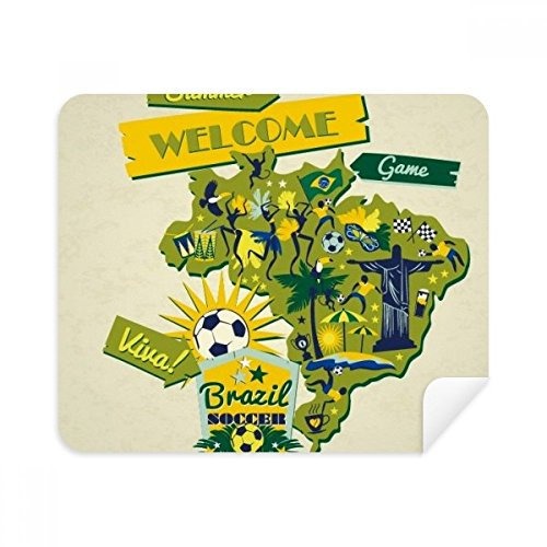 Welcom Brazil Summer Soccer Cleaning Cloth Screen Cleaner 2pcs Suede Fabric