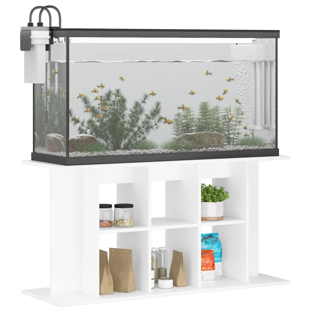 CIOURSTO Aquarium Stand Engineered Wood Fish Tank Cabinet Modern Design with Storage Stable Display for Home Decor Living Rooms (White, 120 x 40 x 60 cm)