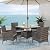 Wisteria Lane 5-Piece Wicker Outdoor Table and Chairs, Patio Dining Set w/Square Glass Tabletop and Umbrella Hole, Patio Table and Chairs Set for Backyard Deck Balcony Front Porch, Brown