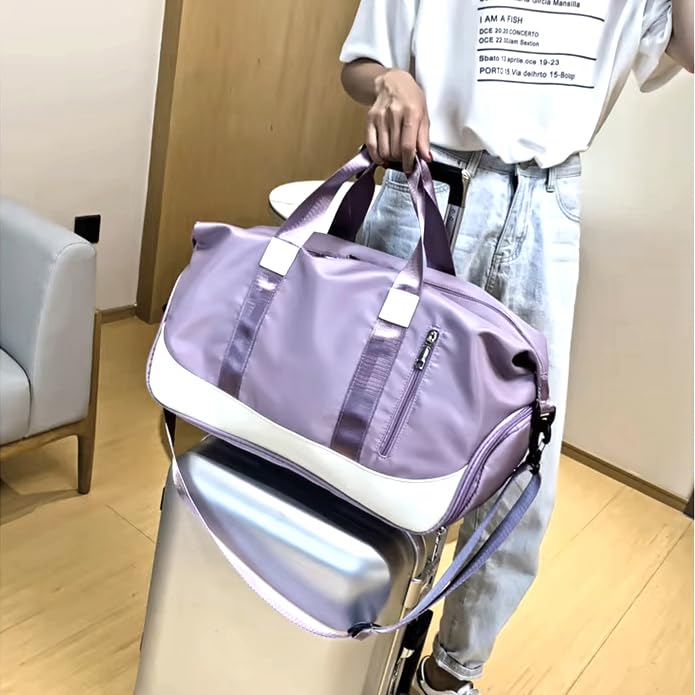 Duffel & Tote Bag for Volvo C40 - Waterproof Gym Bag with Wet/Dry Compartments & Shoe Pocket - Travel Carry On Luggage, Trunk Organizer for Outdoor,Purple2