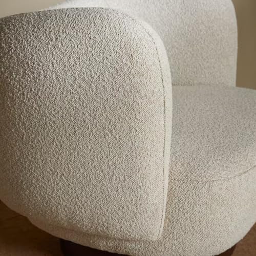 Image of Kingsman Furnitures Nova Swivel Accent Arm Chair for Home | Bedroom, Living, Dining & Drawing Room | Ultra Soft and Comfortable (Off-White Pax Boucle)