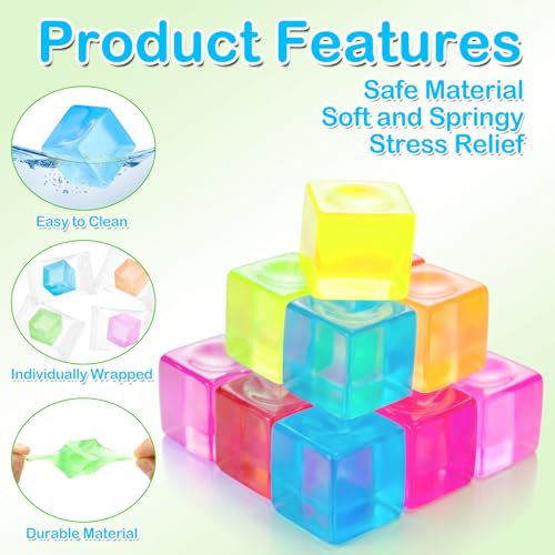 Image of 30 Pack Mini Ice Cube Squishy Fidget Toys for Kids and Adults, Mini Stress Cube Squeeze Toys, Square Stress Balls Sensory Toys for Anxiety Relief, Treasure Box Toys Classroom Prizes Party Favors