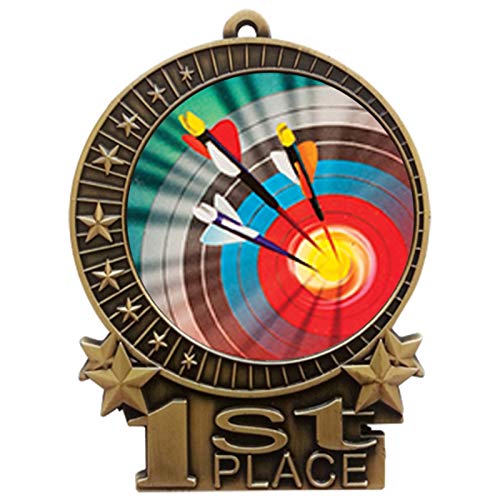 Express Medals 3 inch Archery 1st Place Gold Medal with Neck Ribbon Award XMDMY4 (25)