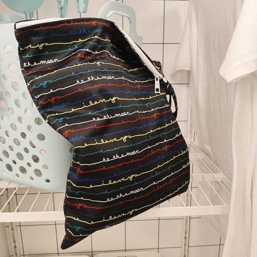 Image of Mama Koala 2 Pack Wet Dry Bags on the Go, Swimming Pool, Beach, in Gym, Fitness Center, Natatorium, Polyester Waterproof Diaper Bag with 2 Pockets, Portable, Reusable, Machine Washable - 12in /16in-022