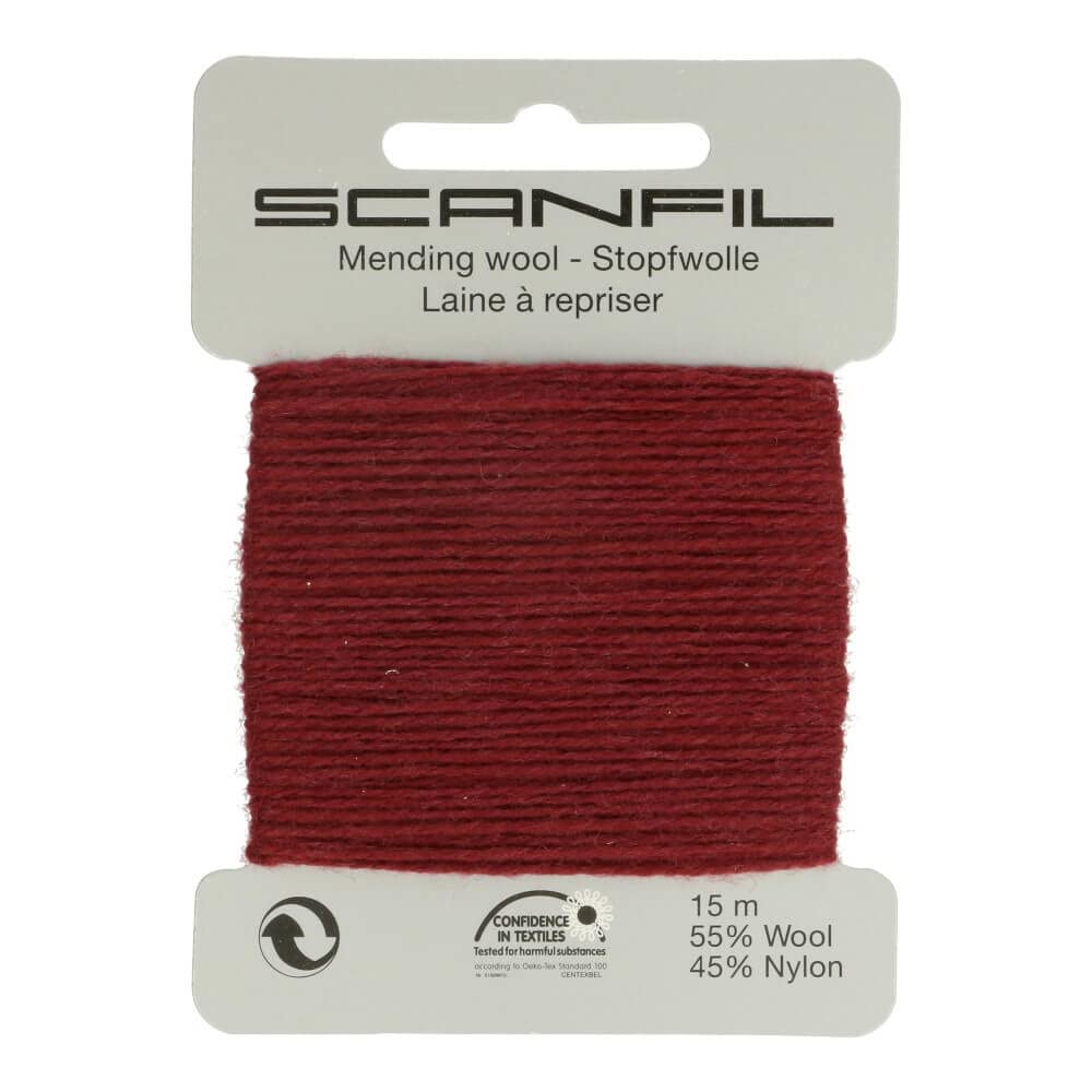 Scanfil Mending Darning Wool Thread - Burgundy (15m) 55% Wool
