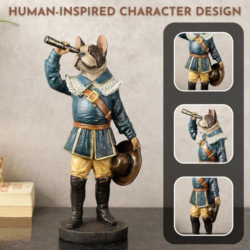 Image of ARMONIA Decorative French Bulldog Figurine, Royal Blue Attire, Telescope Design, Regal Character Statue | Showpiece Figurine Idol for Home Decor Gift,New Year Gift,Christmas Decoration & Housewarming
