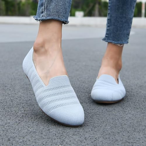 Image of poemlady Women's Ballet Flat Shoes Dress Shoes Knit Round Toe Slip On Ballerina Walking Flats Shoes for Woman Low Wedge Casual