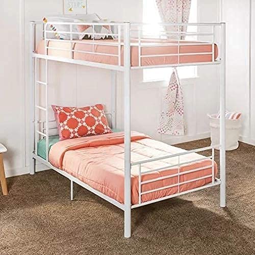 Abubakar Enterprises Twin Metal Bedroom Space Saving Design Bunk Single Bed, Paint Finish White