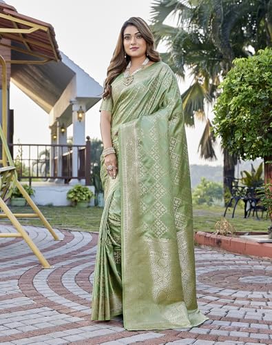 Image of Yashika Women's Pure Kanjivaram Silk Saree Soft Banarasi Style Wedding With Blouse Piece | Saree For Women | New Sari