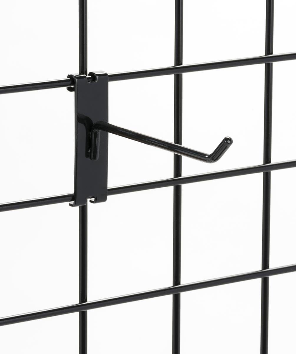 Displays2go 6" Metal Gridwall Peg Hook, Set of 25 - Black (GRDHOK6BK)