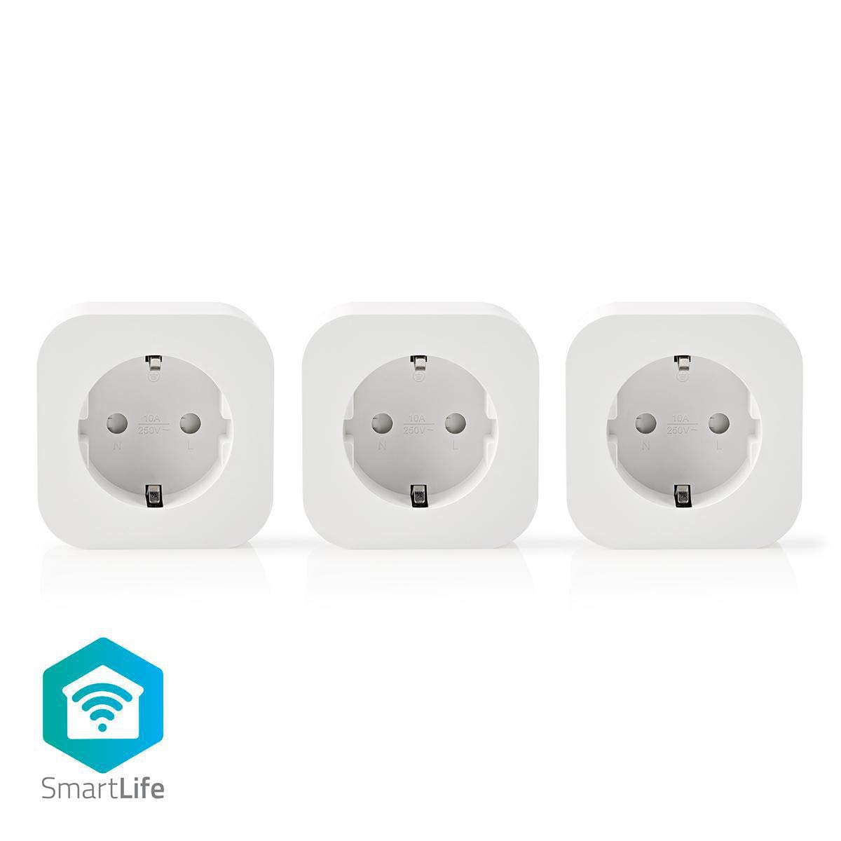 Nedis SmartLife – Prise Intelligente Wi-FI – Jeu de Trois connecteurs intelligents – Type F (CEE 7/7) – Intégré dans l'application Nedis SmartLife – Compatible avec Amazon Alexa et Google Home