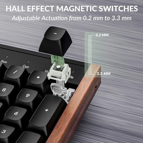Image of Keychron K10 HE Hall Effect Keyboard, Ultra-Fast Lime Magnetic Switch, Full-Size Tri-Mode Wireless Keyboard with Rapid Trigger, Adjustable Actuation, RGB, Aluminum + Wood Frame - Black