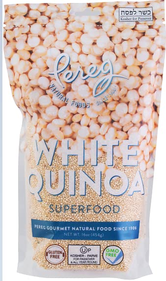 Pereg Quinua blanca gourmet, 16 onzas, bolsa resellable, sin gluten, superalimentos, ideal en ensaladas, Kosher para Pascua