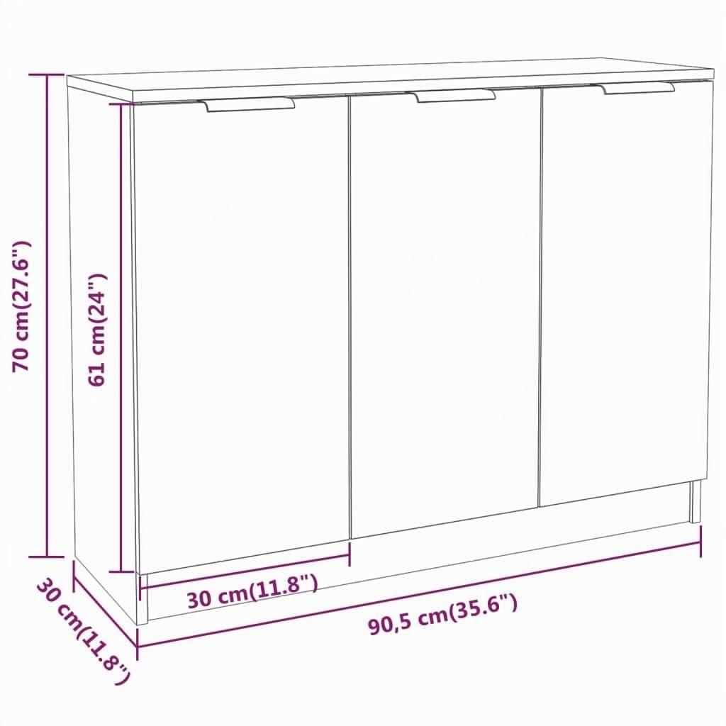 vidaXL Buffet Armoire de Rangement Organisateur de Maison Meuble de Rangement Armoire de Salon Intérieur Gris Béton 90,5x30x70 cm Bois d'Ingénierie