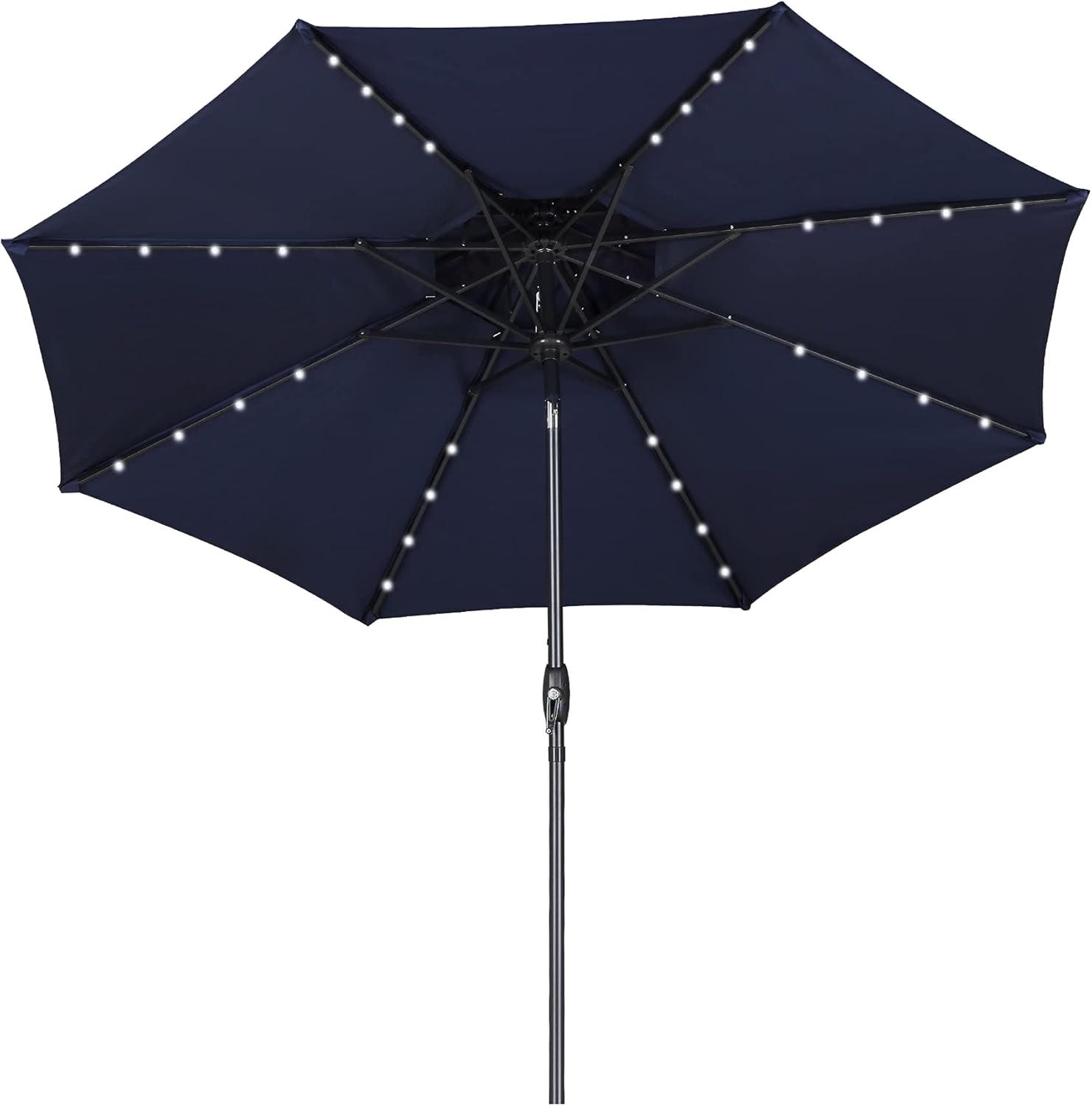 GDY 9 Ft 32 LED Lighted Patio Umbrella, 2 Tiers Vented Outdoor Patio Table Umbrellas with Tilt and Crank, 8 Sturdy Ribs