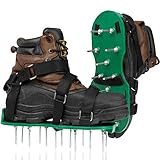 Punchau Lawn Aerator Shoes with Hook and Loop Fastener and 3 Straps - New Heavy Duty Spiked Aerating...