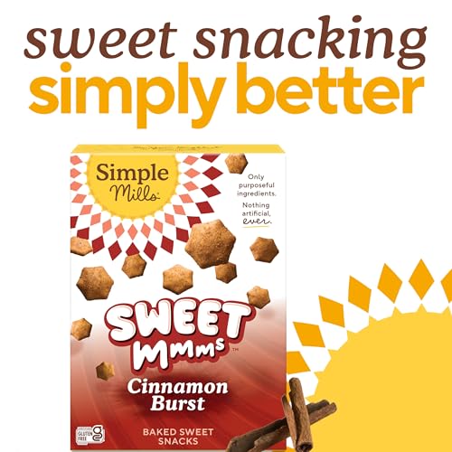 Image of Simple Mills Cinnamon Burst Sweet Mmms Baked Sweet Snacks, Bite-Sized Gluten Free Cinnamon Snacks Sweetened with Coconut Sugar, Light and Airy Crispy Texture, 1 Pack, 4 oz