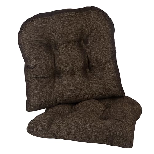 Klear Vu Gripper Overstuffed Universal Non-Slip Dining Chair Cushions for Kitchen Decor or Office Use, U-Shaped Skid-Proof Seat Pad, 15x15 Inches, 2 Count (Pack of 1), Solid Chestnut